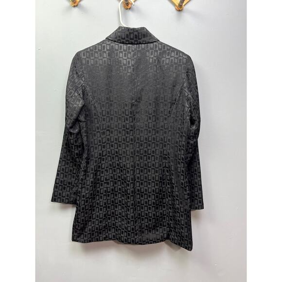 Newport News Easy Style black jacquard long jacket hidden buttons Size 8 - Picture 3 of 6